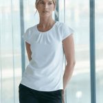 Henbury - H597 - LADIES PLEAT FRONT SHORT SLEEVE BLOUSE