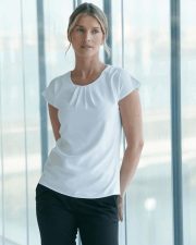 Henbury - H597 - LADIES PLEAT FRONT SHORT SLEEVE BLOUSE