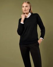 Kustom Kit - KK353 - LADIES CLASSIC FIT ARUNDEL V-NECK LONG SLEEVE SWEATER